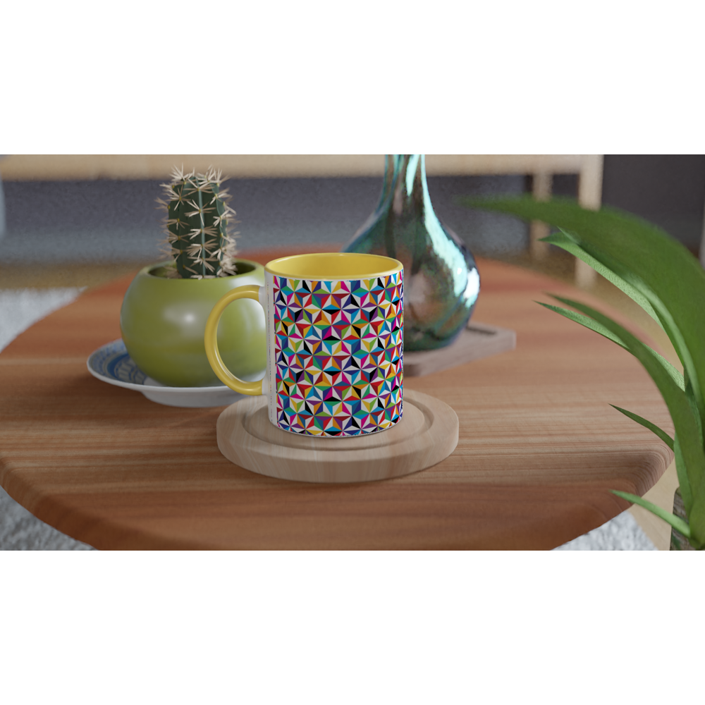 Geodesic 11oz Ceramic Mug with Color Inside