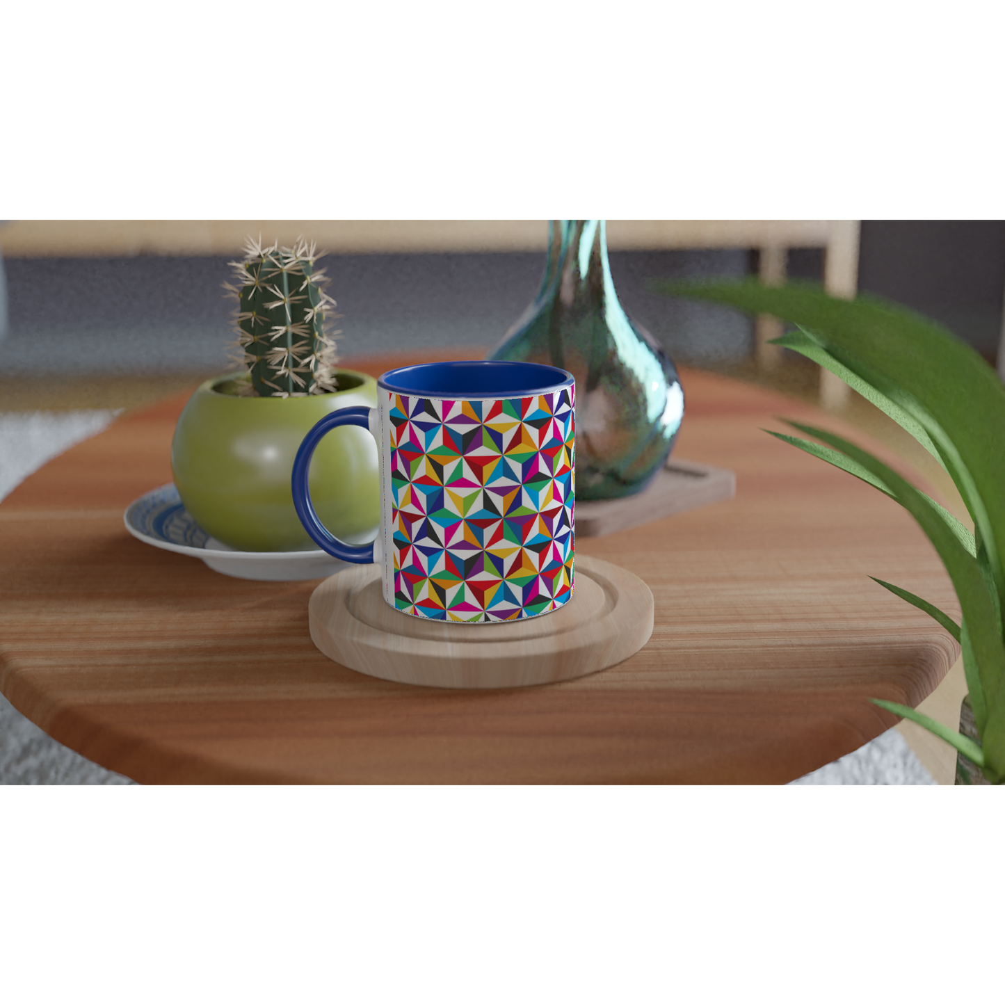 Geodesic 11oz Ceramic Mug with Color Inside