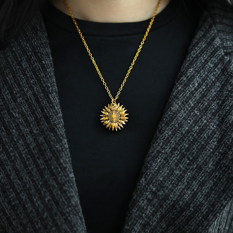 You Are My Sunshine Sunflower Pendant