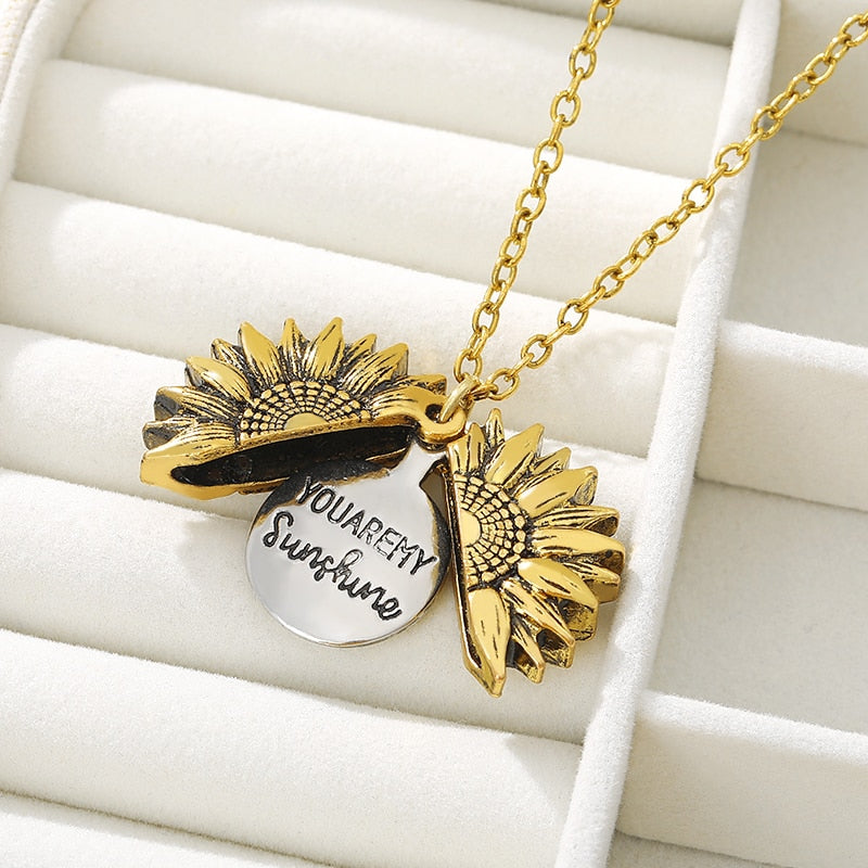 You Are My Sunshine Sunflower Pendant