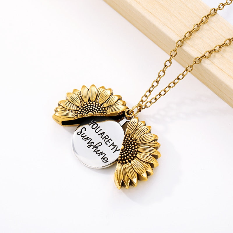 You Are My Sunshine Sunflower Pendant