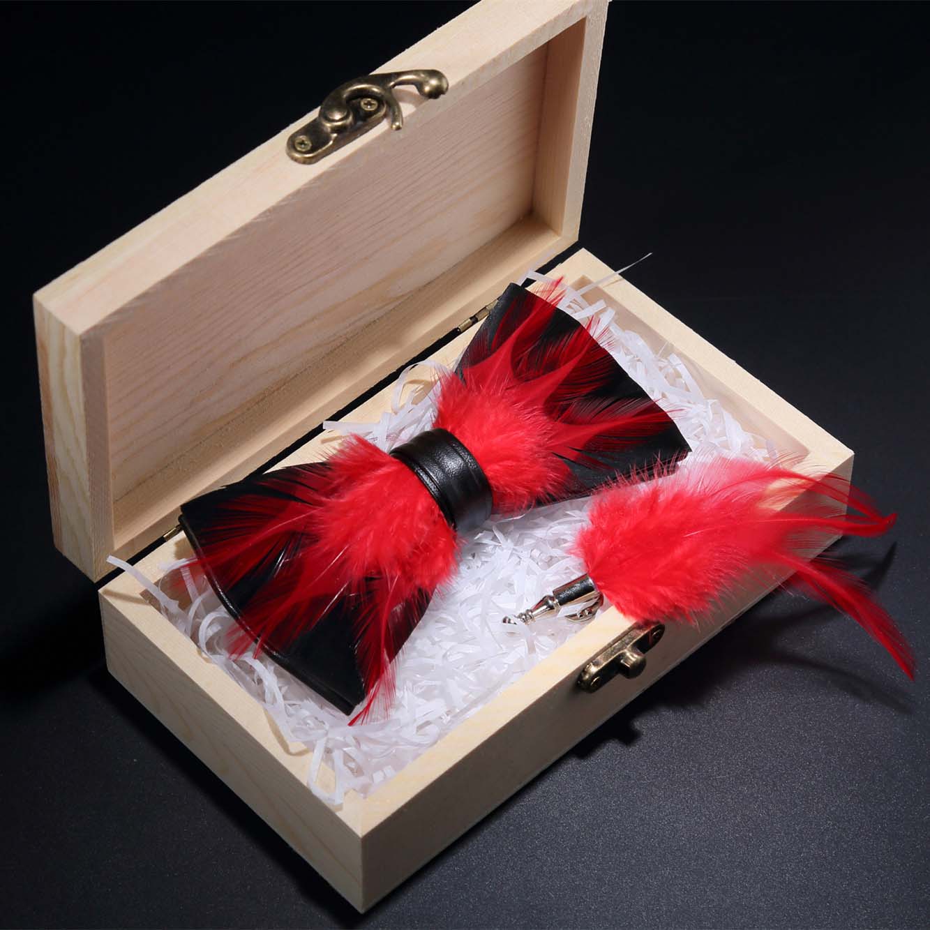 Feather Bowtie with Broach