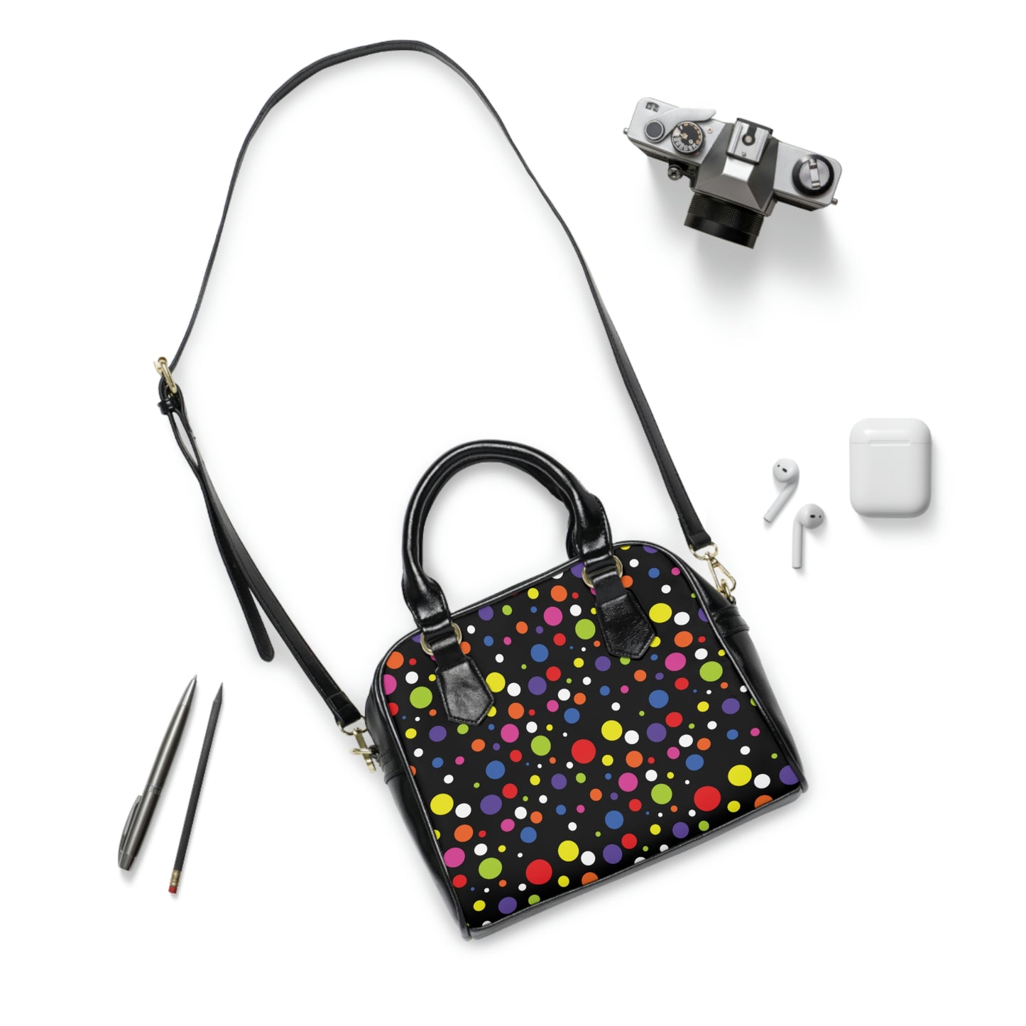 Rainbow Polka Shoulder Handbag