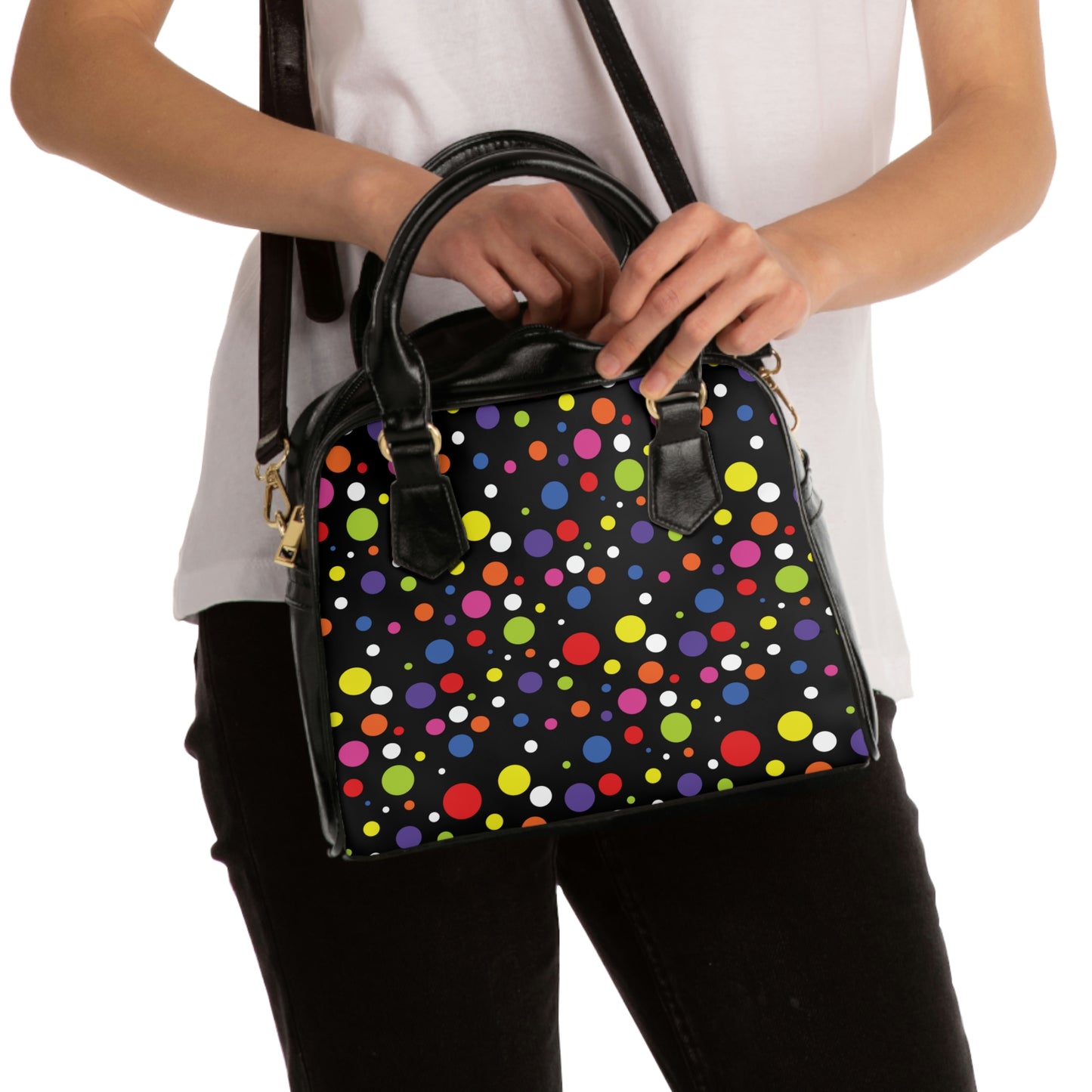 Rainbow Polka Shoulder Handbag